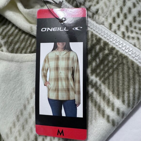 Womens Size Medium Plaid Fleece Hoodie Jacket With Zip-Up Closure & Front Pocket - Picture 8 of 12